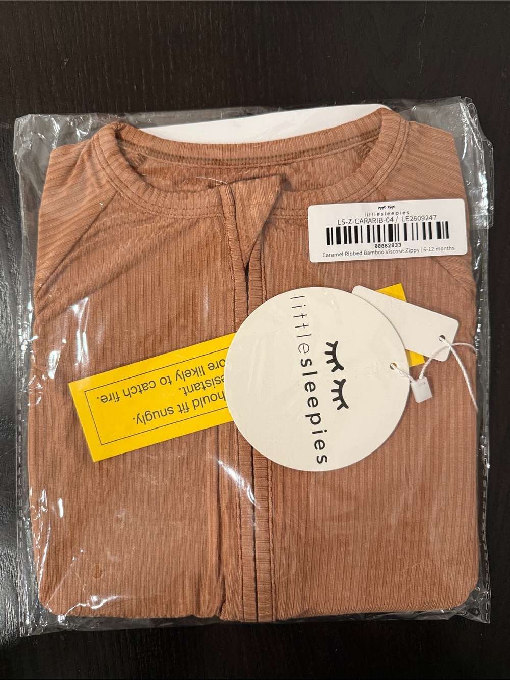 Little Sleepies Caramel Ribbed Bamboo Viscose Zippy
